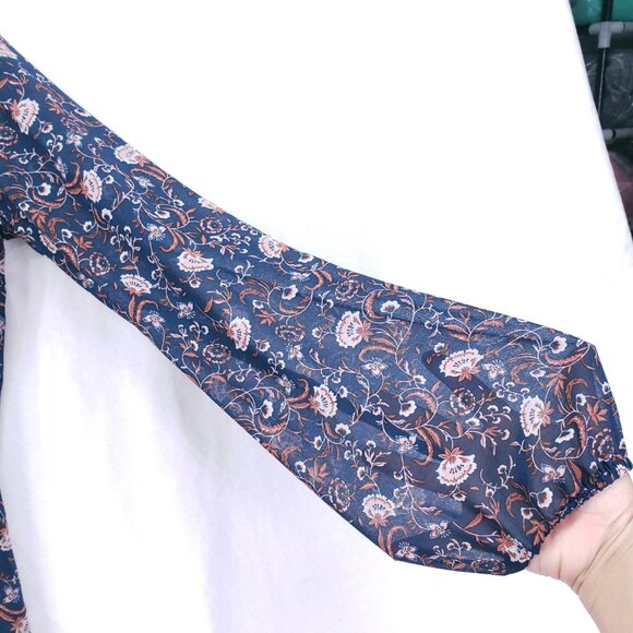 Where Are You From Multicolor Lightweight Sheer Floral Long Sleeve Blouse Small - Picture 6 of 15